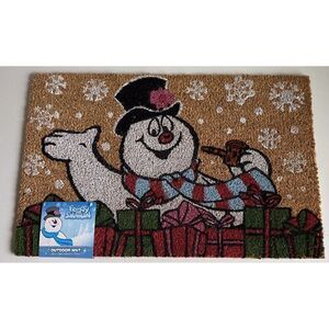 Frosty The Snowman Christmas Outdoor Coir Mat Rug 18 X 28” Snowflakes Gifts NEW